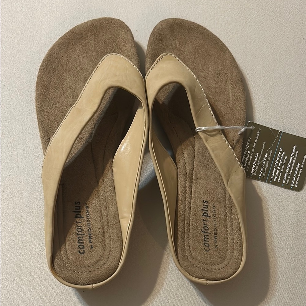 Comfort Plus by Predictions Tan Sandals with Cushioned Footbed